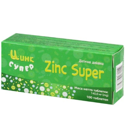 Цинк Супер таблетки додаткове джерело цинку упаковка 100 шт